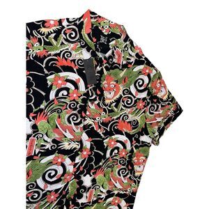 Ed Hardy Aloha Style Shirt Mens MD Dragon Tattoo‎ Print Soft Hawaiian Button Up